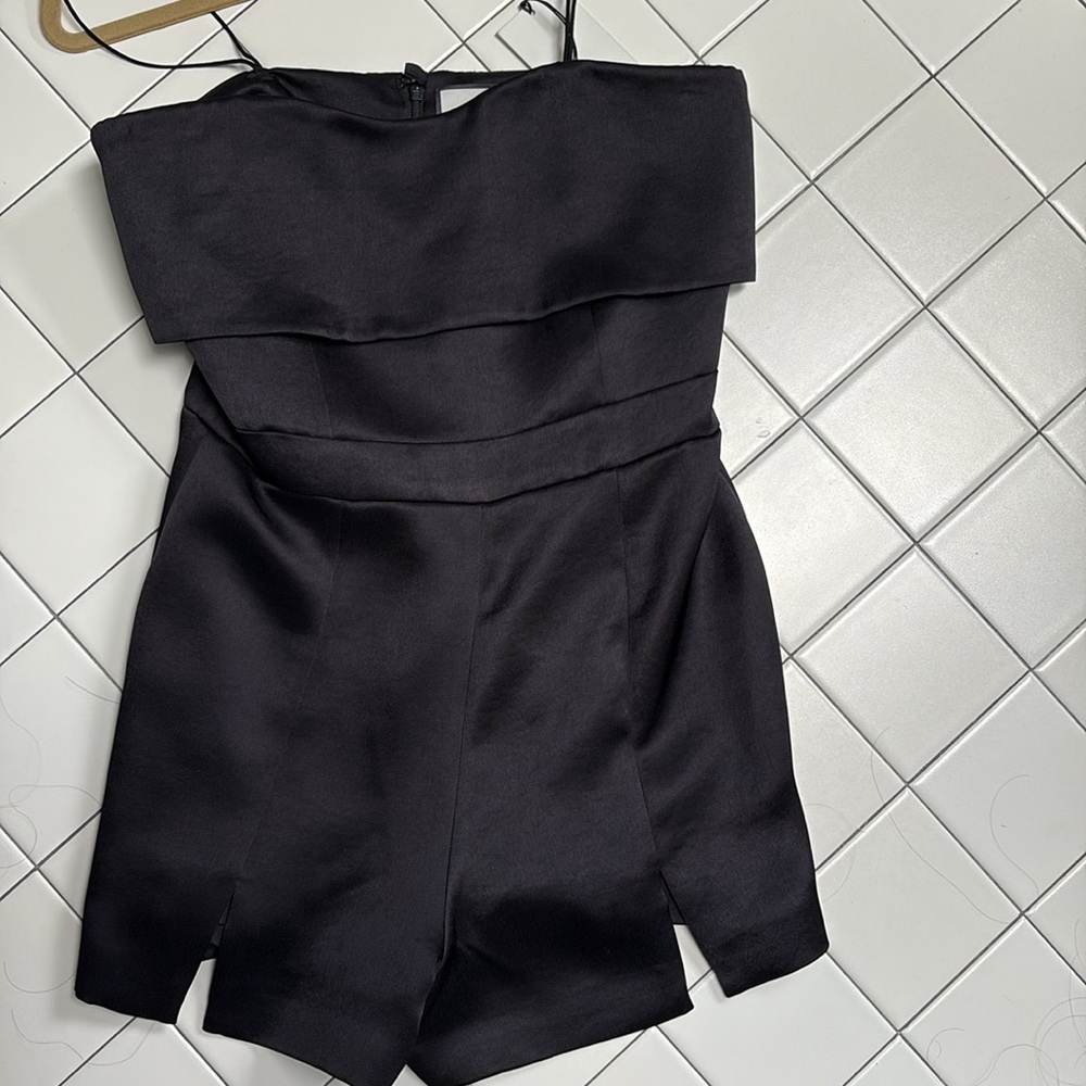 Alexis Black Strapless Layered Romper